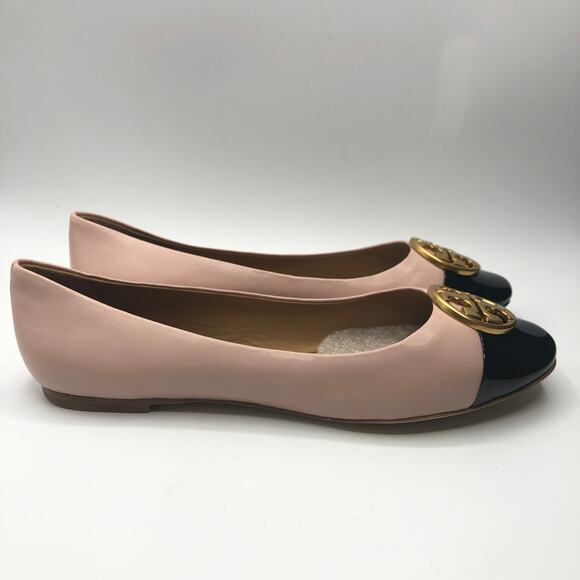 Tory Burch Womens Chelsea Cap Toe Nappa Ballet Flat Sea Shell Pink 9 M New - Picture 3 of 7